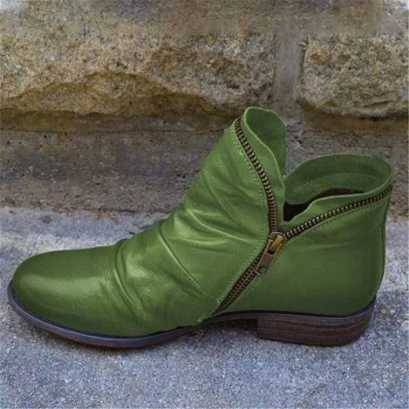 VIKY | Leather Boots with Zipper