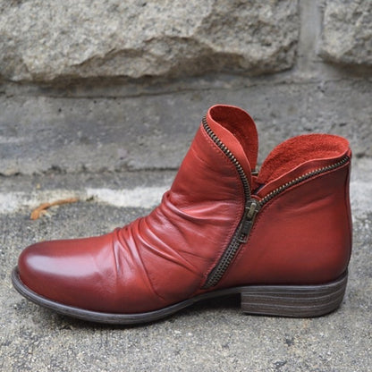 VIKY | Leather Boots with Zipper