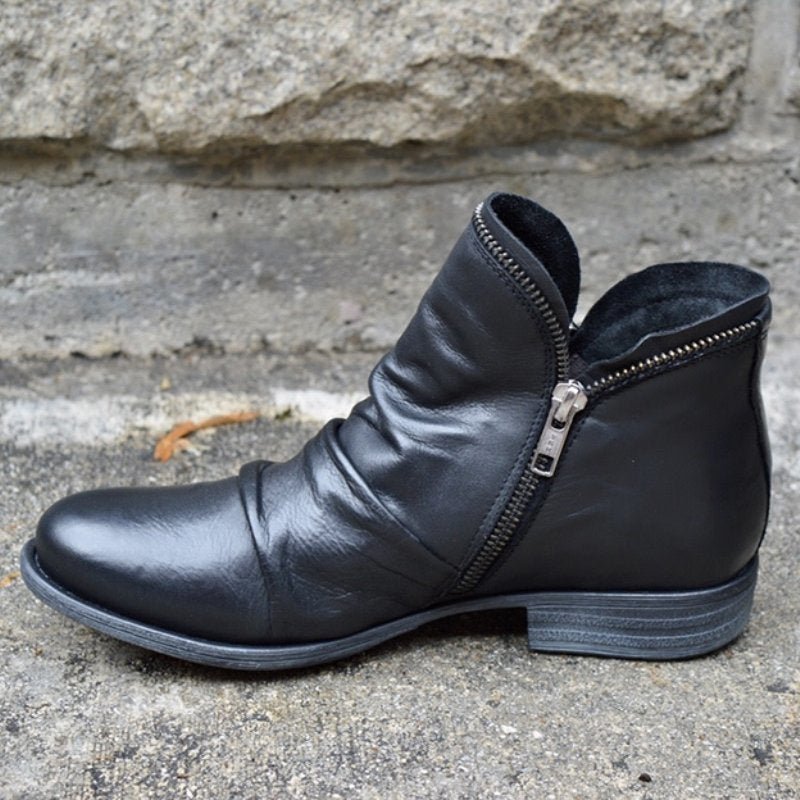 VIKY | Leather Boots with Zipper