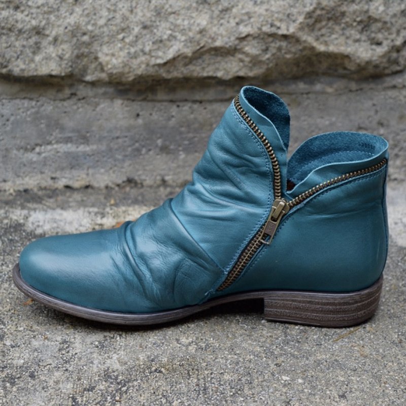 VIKY | Leather Boots with Zipper