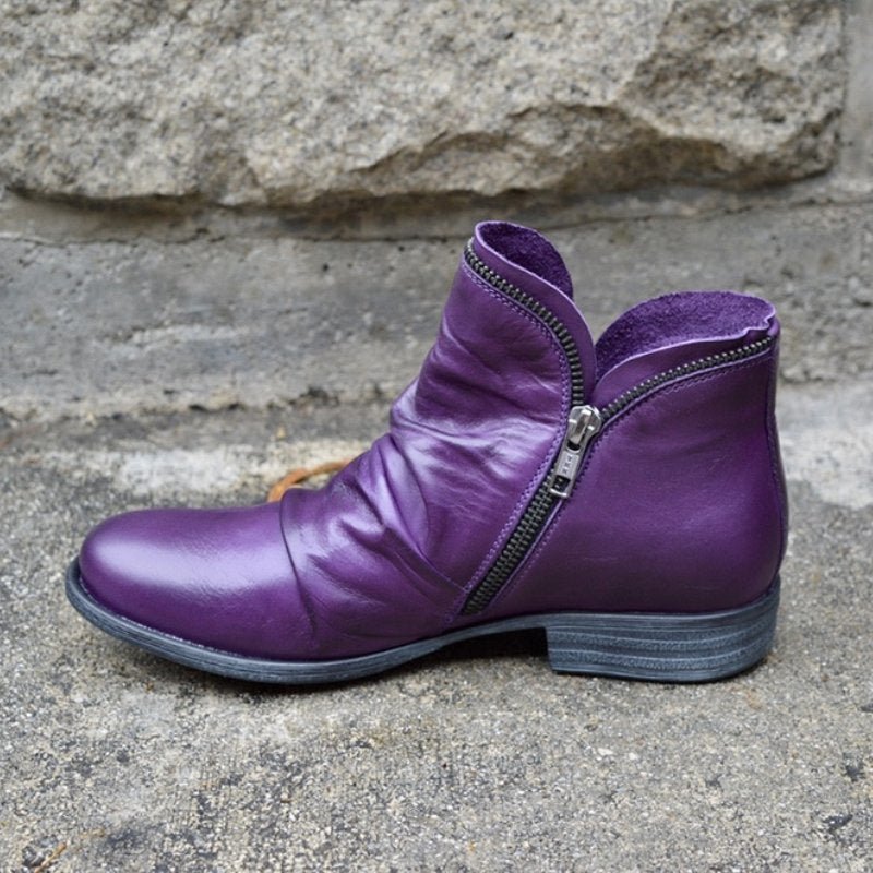 VIKY | Leather Boots with Zipper