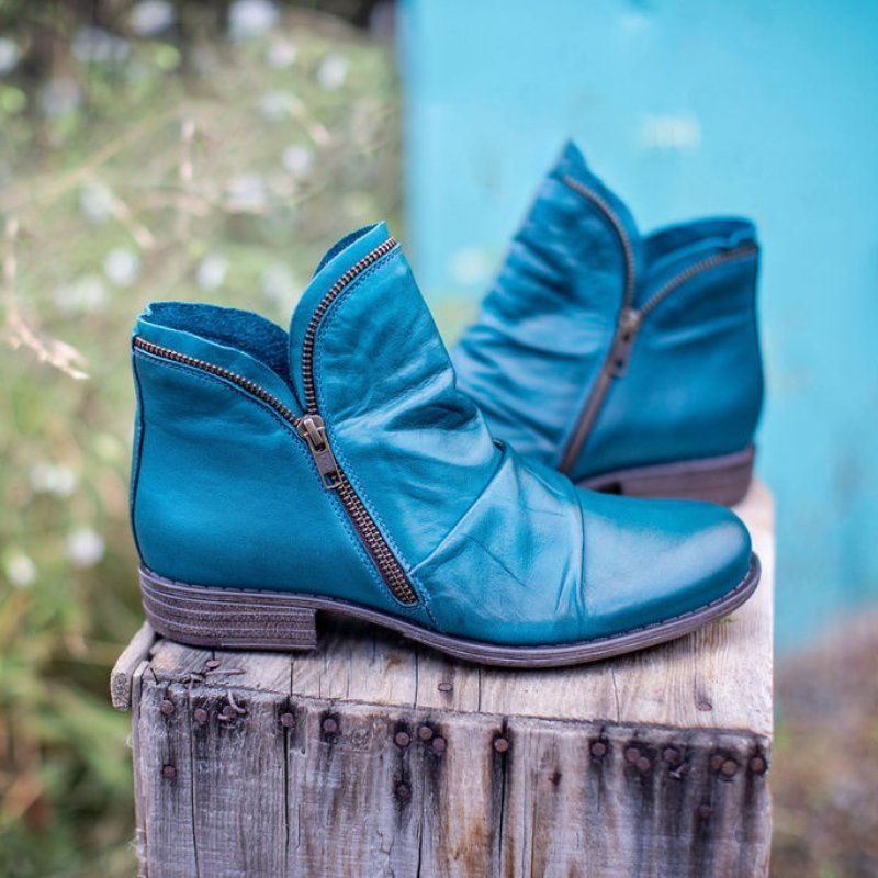 VIKY | Leather Boots with Zipper